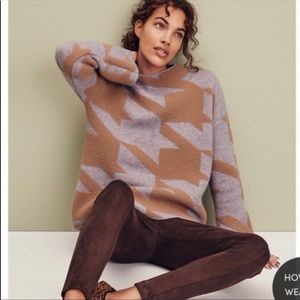 Ann Taylor Jacquard Mock Neck Sweater